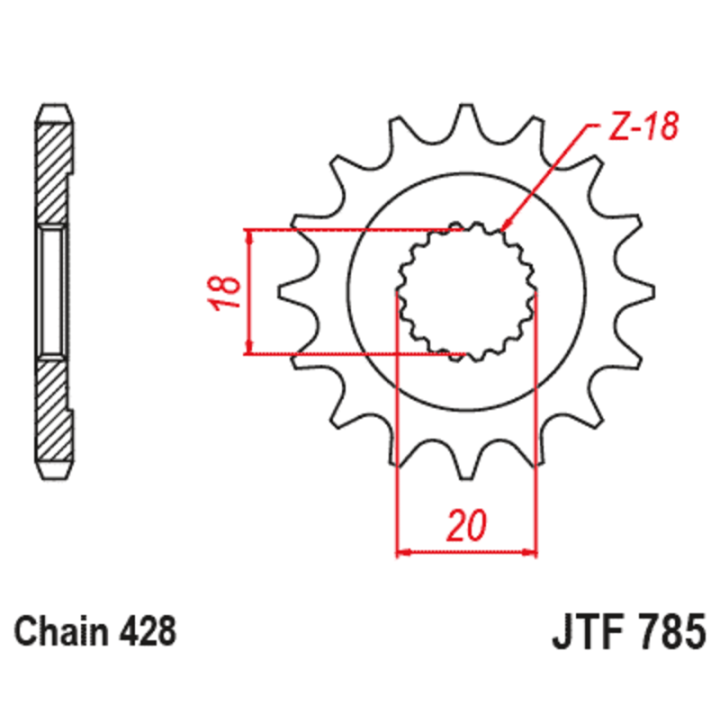 Pignon JT SPROCKETS acier standard - 428 JTF785.13 | Oxmoto