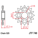 Pignon JT SPROCKETS acier anti-bruit - 525 JTF749.16RB