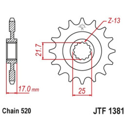 Pignon JT SPROCKETS acier anti-bruit 1381 - 520 | Oxmoto