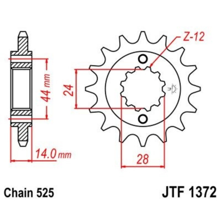 Pignon JT SPROCKETS acier anti-bruit 1372 - 525 | Oxmoto