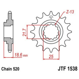 Pignon JT SPROCKETS acier anti-bruit 1538 - 520 | Oxmoto
