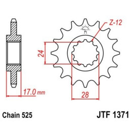 Pignon JT SPROCKETS acier anti-bruit 1371 - 525 | Oxmoto