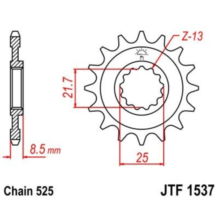 Pignon JT SPROCKETS acier anti-bruit - 525 JTF1537.17RB