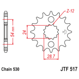 Pignon JT SPROCKETS acier anti-bruit - 530 JTF517.17RB