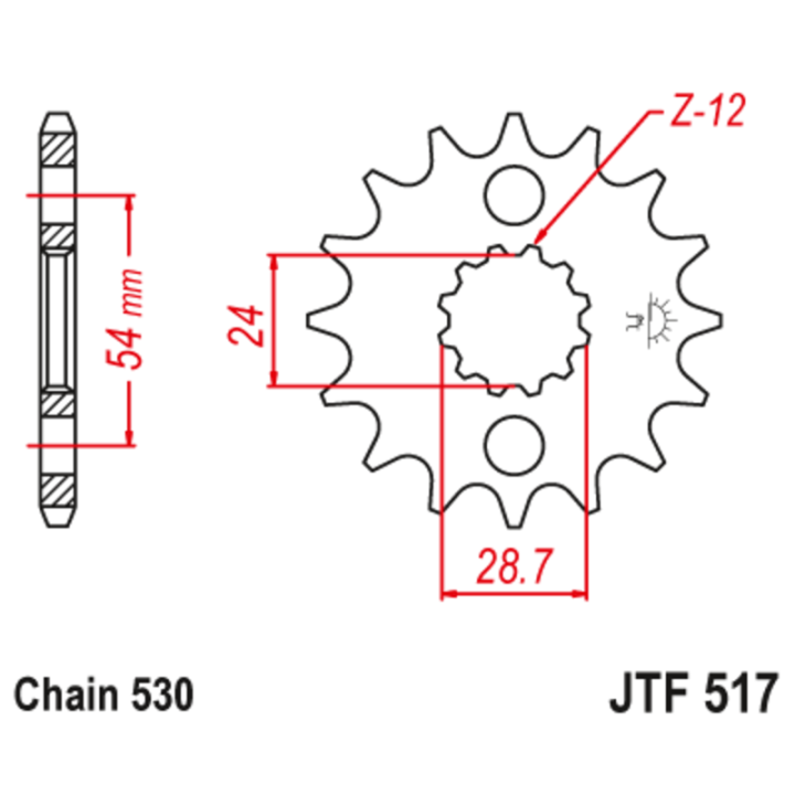 Pignon JT SPROCKETS acier anti-bruit - 530 JTF517.17RB