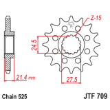 Pignon JT SPROCKETS acier standard - 525 JTF709.17 | Oxmoto