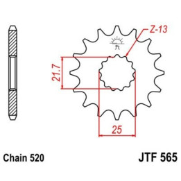 Pignon JT SPROCKETS acier anti-bruit - 520 JTF565.16RB