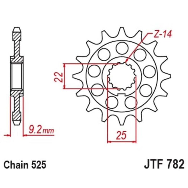 Pignon JT SPROCKETS acier standard - 525 JTF782.16 | Oxmoto