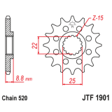 Pignon JT SPROCKETS acier standard - 520 JTF1901.13 | Oxmoto
