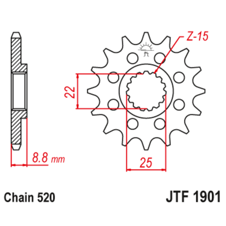 Pignon JT SPROCKETS acier standard - 520 JTF1901.13 | Oxmoto