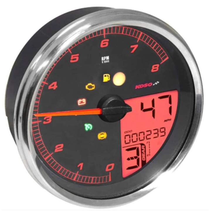 Compteur KOSO HD-05 pour Harley-Davidson - cerclage argent BA072000