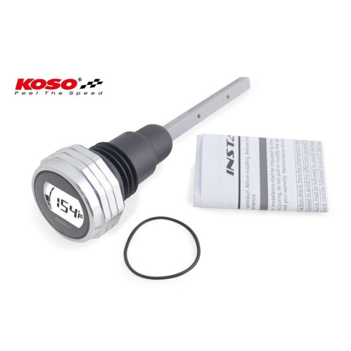 Jauge d'huile KOSO affichage LCD - boîtier argent BA053111