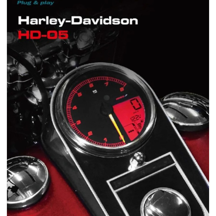 Compteur KOSO HD-05 pour Harley-Davidson - cerclage argent BA072100