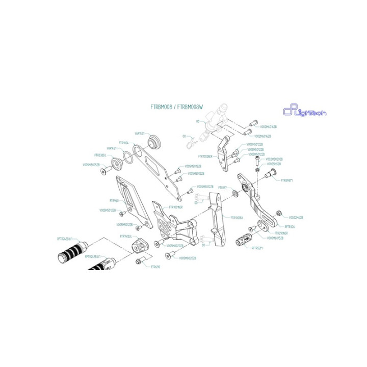 Commandes reculées réglables Lightech repliables - sélection standard FTRBM008W