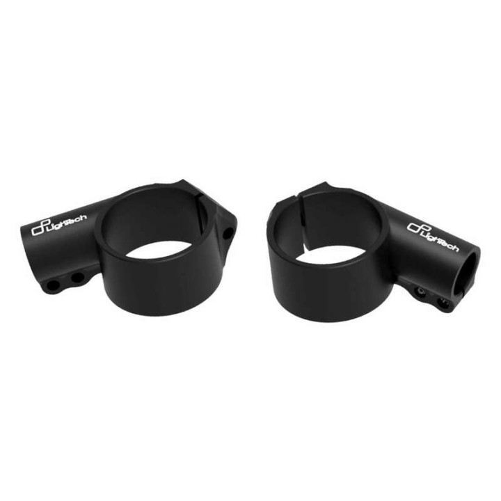 Bracelets de guidon Lightech Ø52mm hauteur +0mm déport +20mm/10° noir