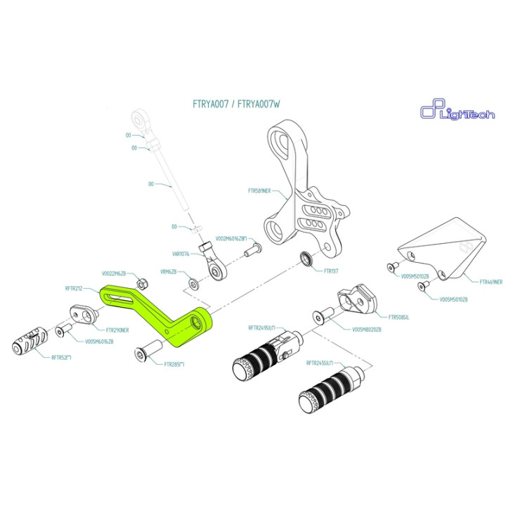 Ensemble levier de vitesse Lightech arrière FTRYA007 / FTRYA007W