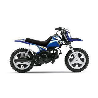 Kit plastiques ART couleur origine bleu avec selle complète noire + kit déco Kutvek racer bleu Yamaha pw50