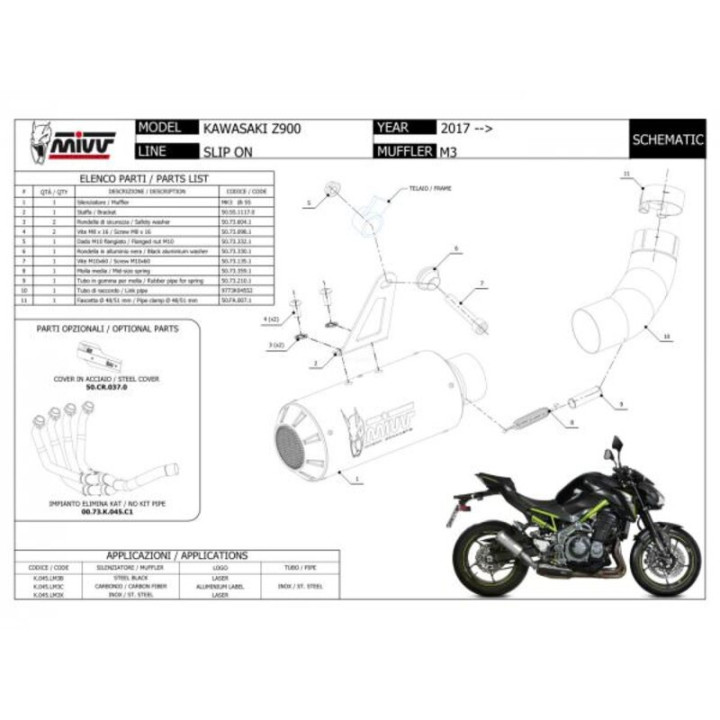Silencieux MIVV MK3 00.73.K.056.LM3C | Oxmoto