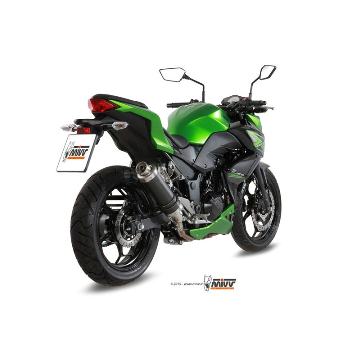 Silencieux MIVV GP inox brossé noir Kawasaki Z300 | Oxmoto