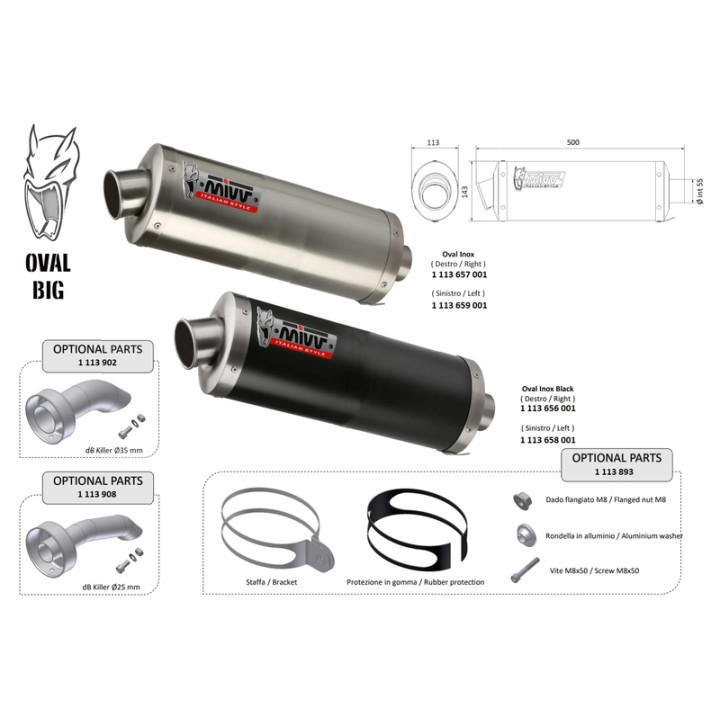 Silencieux universel MIVV Oval Big - côté droit | Oxmoto