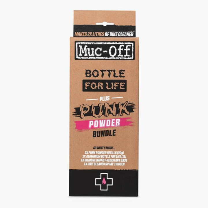 Pack bouteille aluminium et poudre nettoyante Muc-off Punk Powder/Bottle for Life