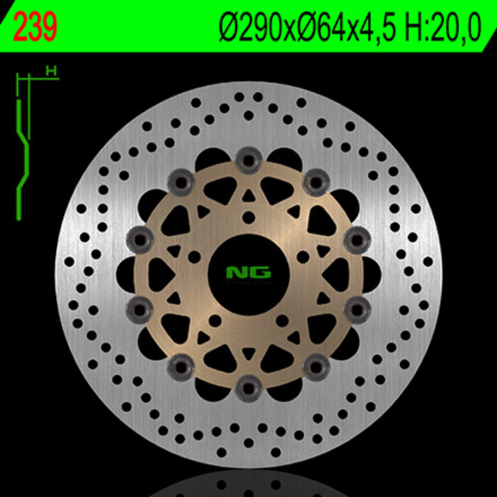 Disque de frein NG BRAKES rond flottant 239 | Oxmoto