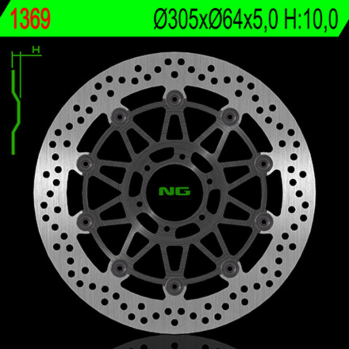 Disque de frein NG BRAKES rond flottant 1369 | Oxmoto