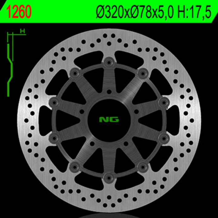 Disque de frein NG BRAKES rond flottant 1260G | Oxmoto