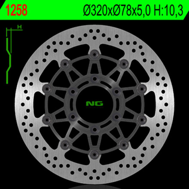 Disque de frein NG BRAKES rond flottant 1258 | Oxmoto
