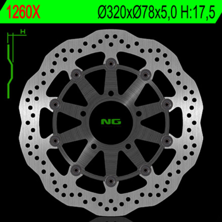 Disque de frein NG BRAKES pétale flottant 1260XG | Oxmoto