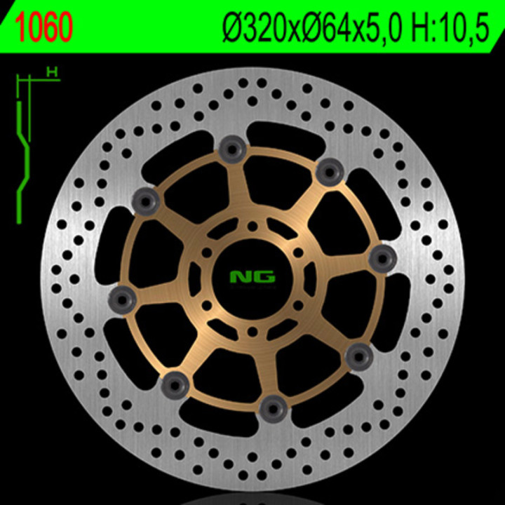 Disque de frein NG BRAKES rond flottant 1060 | Oxmoto