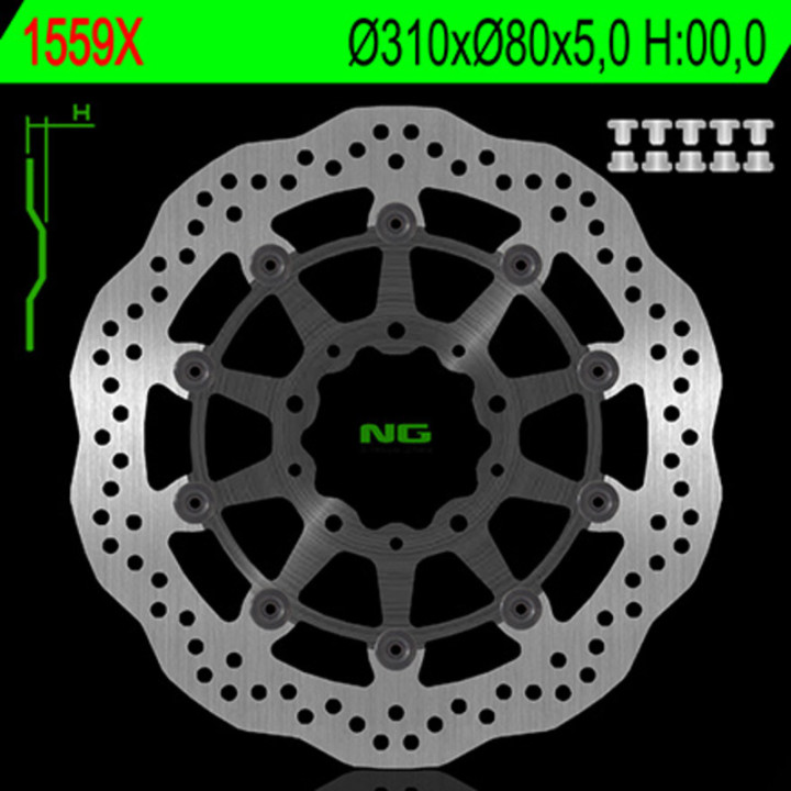 Disque de frein NG BRAKES pétale flottant 1559X | Oxmoto