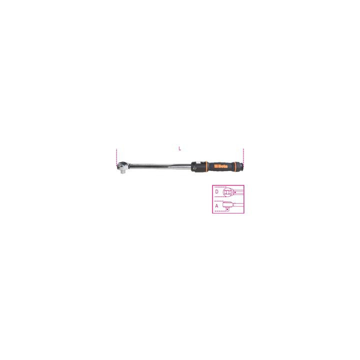 Clé dynamométrique à déclanchement Beta 5-25nm 1/4" avec cliquet réversible pour serrage à droite/précision ± 3%/2 pièces