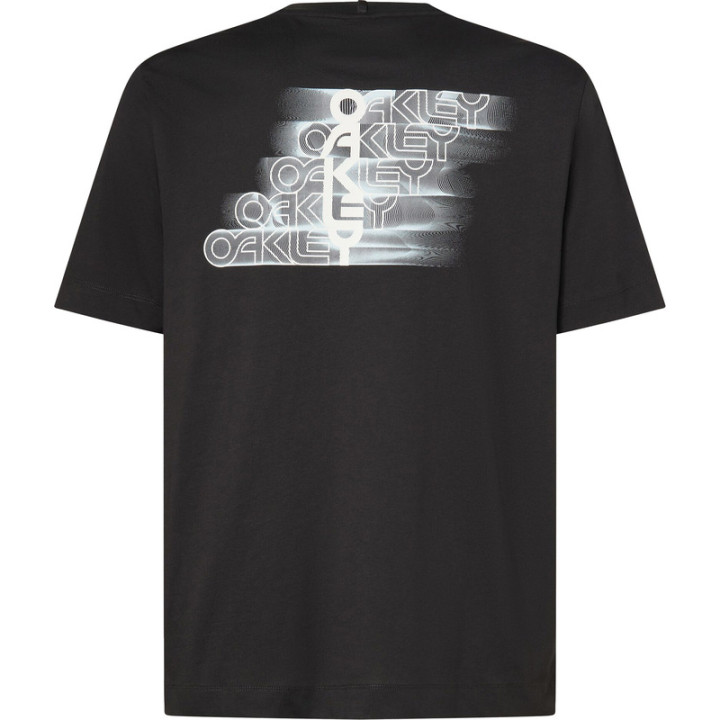 T-Shirt Oakley Stacked Flow - Pitch Black | Oxmoto