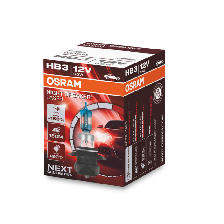 Ampoule OSRAM Night Breaker Laser HB3 12V/60W - X1 | Oxmoto