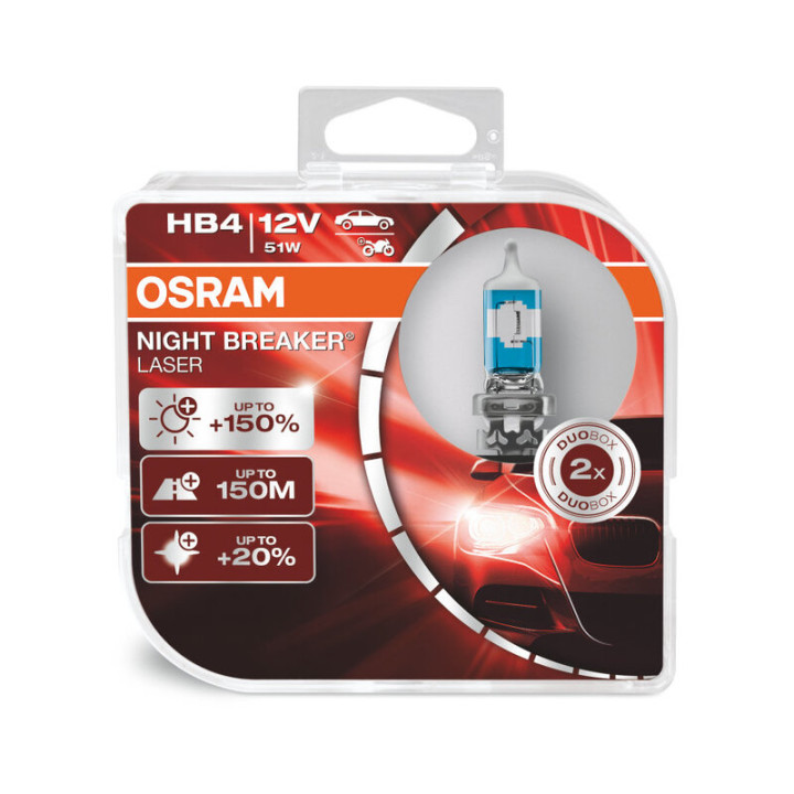 Ampoule OSRAM Night Breaker Laser HB4 12V/51W - X2 | Oxmoto