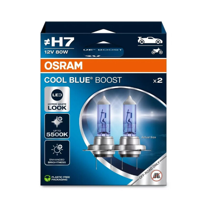 Ampoule OSRAM Cool Blue Boost H7 12V/80W - X2 | Oxmoto