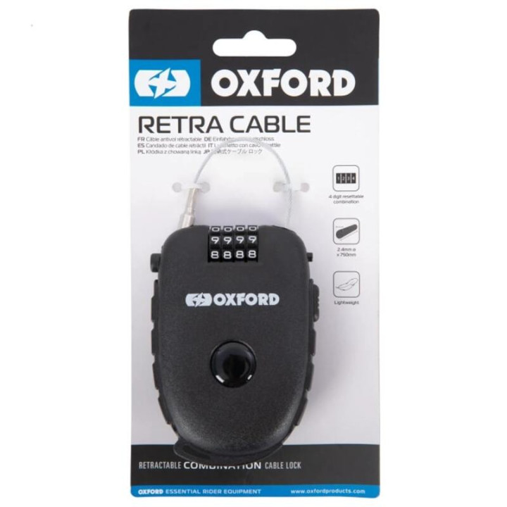 Antivol câble à combinaison Oxford Retra Cable | Oxmoto