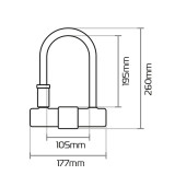 Antivol U Oxford Magnum avec support - 177x260mm - homologué ART4 / Sold Secure Gold / FG SBSC
