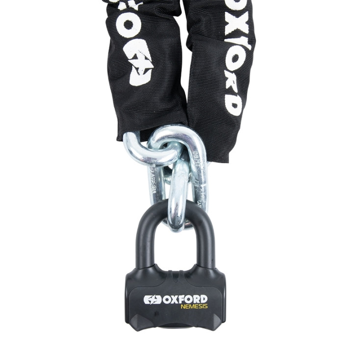 Antivol à chaîne Oxford Nemesis 16 mm avec chaîne de 2,0 m - Homologué ART4 / Sold Secure Gold