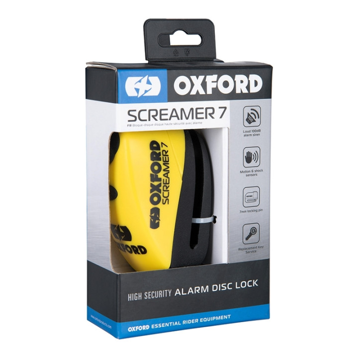 Bloque-disque Oxford Screamer 7 - Ø7mm jaune/noir | Oxmoto