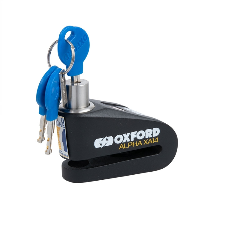 Bloque-disque alarme Oxford XA14 - Ø14mm inox noir - Classe SRA / ART4 / Sold Secure Gold