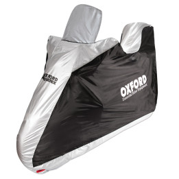 Housse de protection intérieur / extérieur Oxford Aquatex noir/argent - scooter - avec Top case et bulle haute