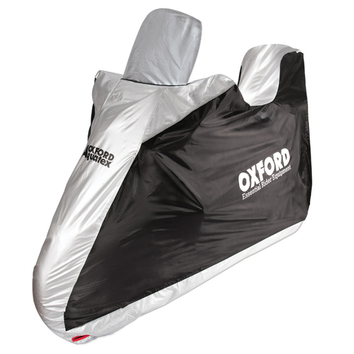 Housse de protection intérieur / extérieur Oxford Aquatex noir/argent - scooter - avec Top case et bulle haute