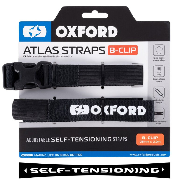 Sangle B Clip Oxford Atlas 26mm x 2.0M noir (paire) | Oxmoto