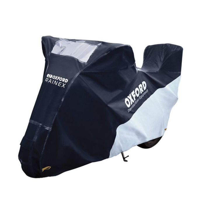 Housse de protection extérieur Oxford Rainex noir/argent - Moto / Scooter avec Top case
