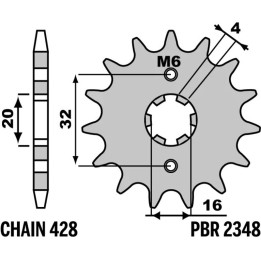 Pignon PBR acier standard - 428 2348 14 18NC | Oxmoto