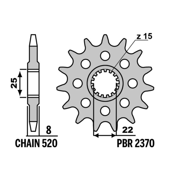 Pignon PBR acier standard - 520 2370 13 18NC | Oxmoto