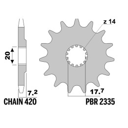 Pignon PBR acier standard - 420 2335 14 18NC | Oxmoto