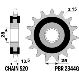 Pignon PBR acier anti-bruit - 520 2344G 15 18NC | Oxmoto